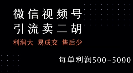 视频号卖二胡教程，利润大 易成交 售后少，一单利润5张+ - 冒泡网赚
