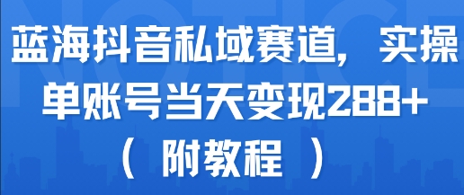 蓝海抖音私域赛道，实操单账号当天变现288+(附教程) - 冒泡网赚
