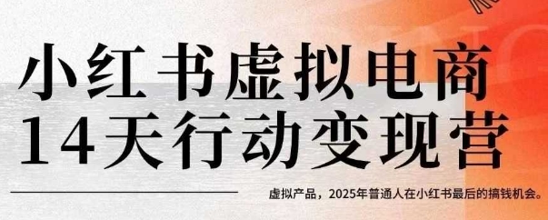 小红书虚拟电商14天变现训练营，虚拟产品，2025年普通人在小红书最后的搞钱机会 - 冒泡网赚