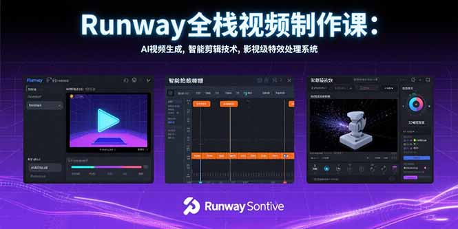Runway全栈视频制作课：AI视频生成，智能剪辑技术，影视级特效处理系统 - 中创网