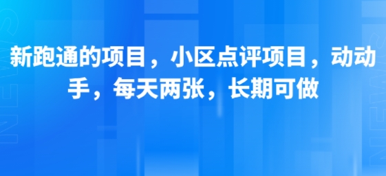 新跑通的项目，小区点评项目，动动手，每天两张，长期可做 - 冒泡网赚