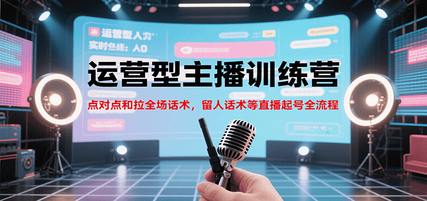 运营型主播训练营，点对点和拉全场话术，留人话术等直播起号全流程 - 福缘创业网