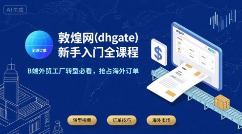 敦煌网(dhgate)新手入门全课程，B端外贸工厂转型必看，抢占海外订单 - 冒泡网赚