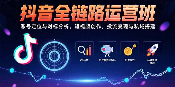 抖音全链路运营班：账号定位与对标分析，短视频创作，投流变现与私域搭建 - 中创网