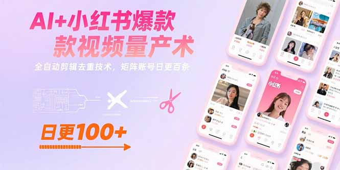 AI+小红书爆款视频量产术：全自动剪辑去重技术，矩阵账号日更百条 - 中创网