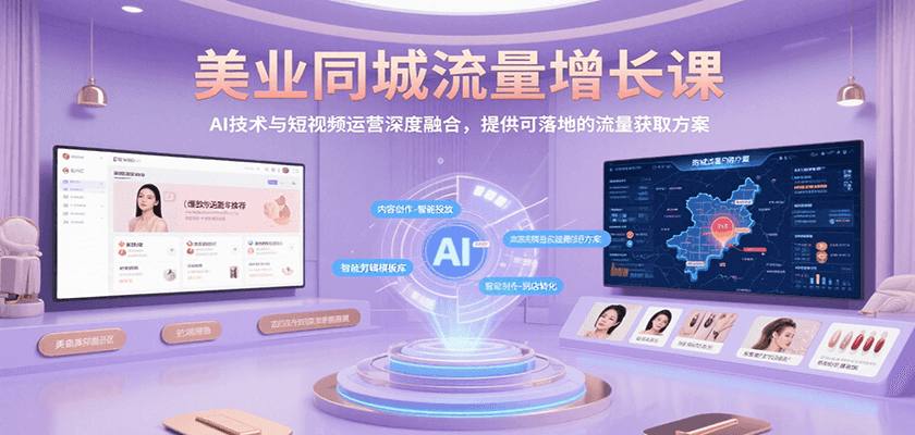 美业同城流量增长课，AI技术与短视频运营深度融合，提供可落地的流量获取方案 - 福缘创业网