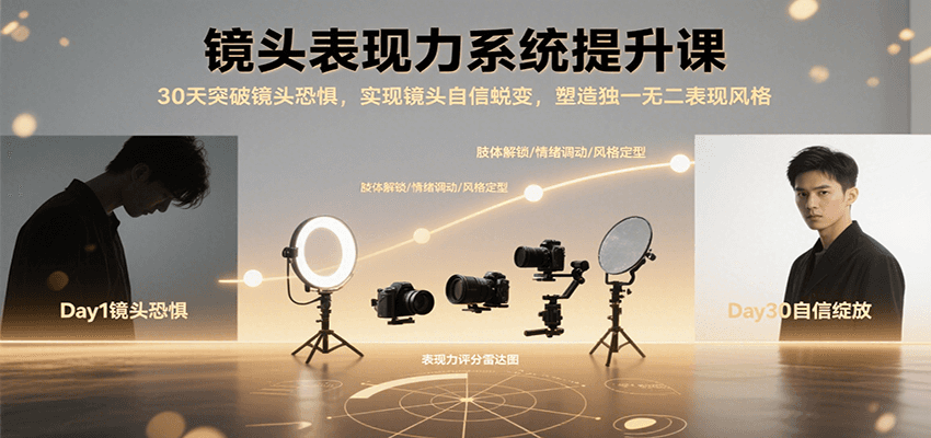 镜头表现力系统提升课，30天突破镜头恐惧实现自信蜕变，塑造独一无二表现风格 - 福缘创业网