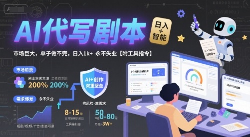 AI代写剧本，市场巨大，单子做不完，日入1k+ 永不失业【附工具指令】 - 冒泡网赚