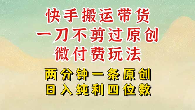 快手黑科技搬运带货,一刀不剪过原创,微付费投流玩法,轻松日入四位数...-紫橙网创项目网