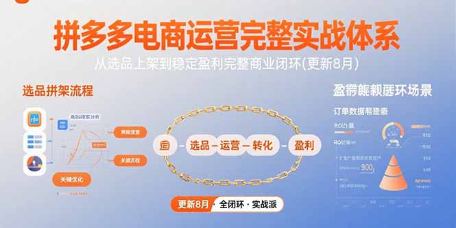 拼多多电商运营完整实战体系，从选品上架到稳定盈利完整商业闭环(更新8月) - 中创网