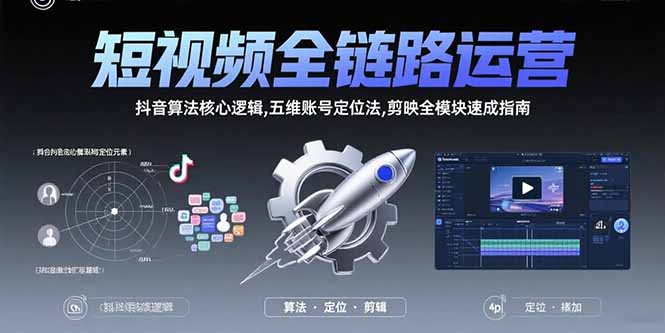短视频全链路运营：抖音算法核心逻辑,五维账号定位法,剪映全模块速成指南 - 中创网