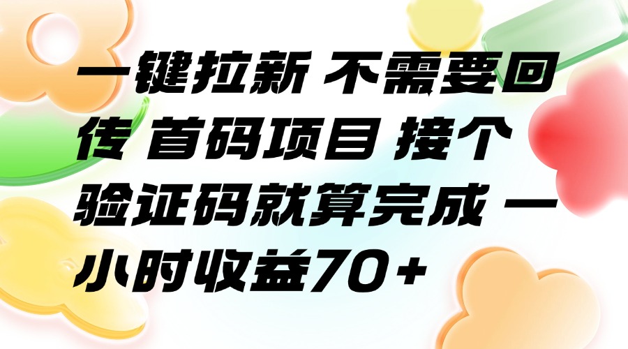 一键拉新 不需要回传 首码项目 接个验证码就算完成 一小时收益70+ - 中创网