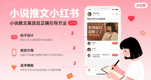小说推文小红书高转化引导方法实操课，小说推文高效且正确引导方法 - 冒泡网赚