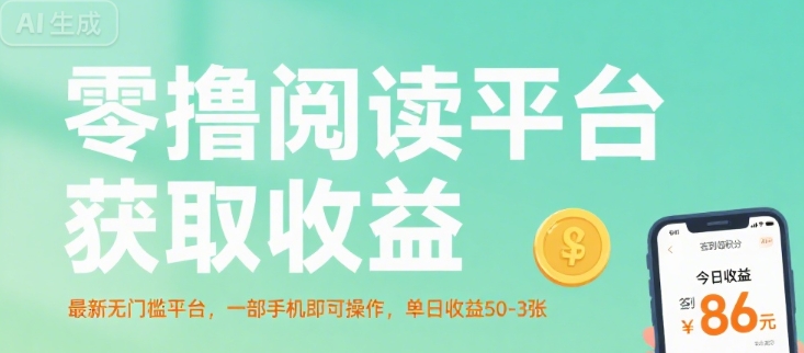 零撸阅读平台获取收益，最新无门槛平台，一部手机即可操作，单日收益50-3张 - 冒泡网赚