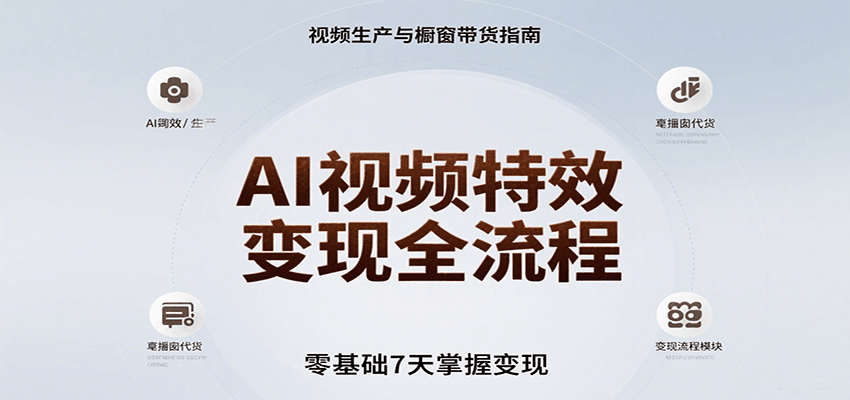 AI视频特效变现全流程，零基础7天掌握视频生产到橱窗带货变现 - 福缘创业网