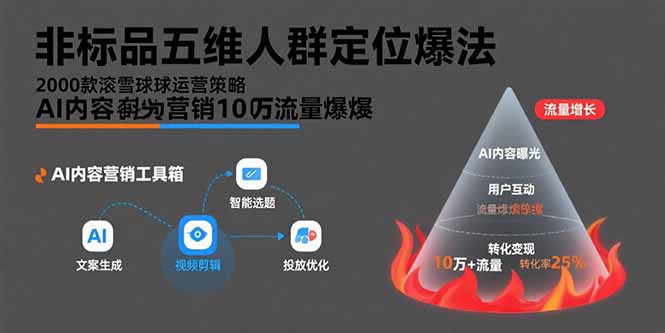 非标品五维人群定位法，2000款滚雪球运营策略，AI内容营销10万流量引爆 - 中创网