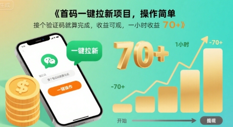 首码一键拉新项目，操作简单，接个验证码就算完成，收益可观， 一小时收益70+ - 冒泡网赚