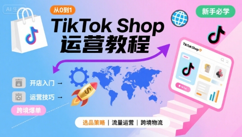 TikTok Shop从0到1运营教程，TikTok跨境电商新手必学课程 - 冒泡网赚