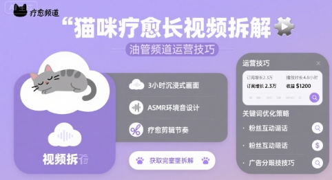 猫咪疗愈长视频拆解 &油管频道运营技巧 - 冒泡网赚