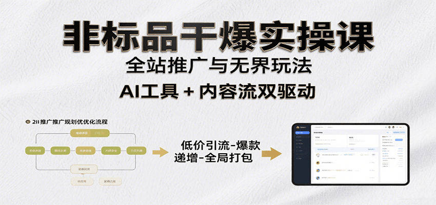非标品干爆实操课：含多案例及操盘方法，从选品到推广、成交，助力打造爆款实现盈利 - 福缘创业网