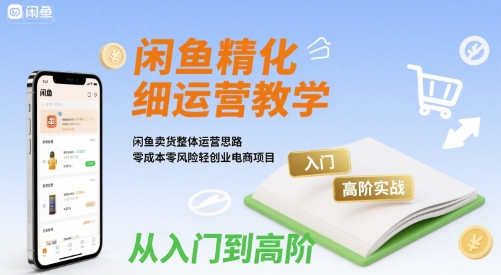 闲鱼精细化运营入门+高阶实战教学，闲鱼卖货整体运营思路，零成本零风险轻创业电商项目 - 冒泡网赚