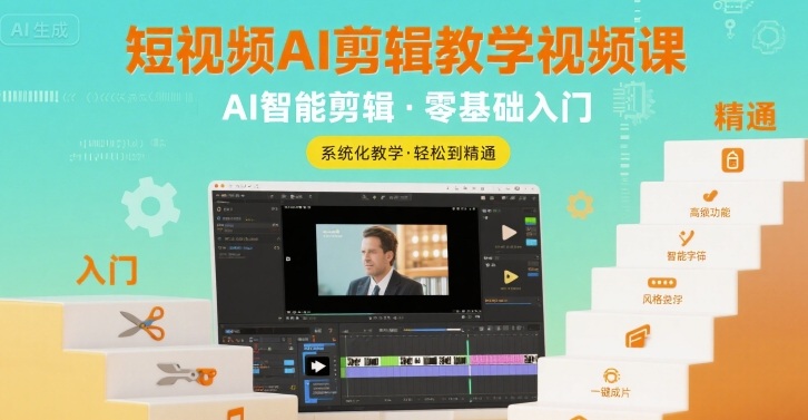 短视频AI剪辑教学视频课，入门到精通 - 冒泡网赚