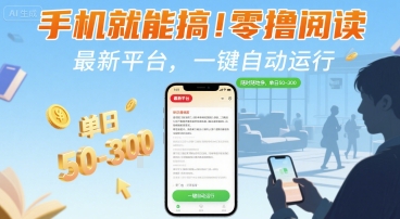 手机就能搞！零撸阅读挂G，最新平台，一键自动运行，随时随地挣，单日50-3张+ - 冒泡网赚