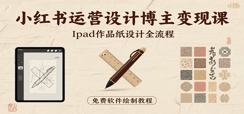 小红书运营设计博主变现课：iPad 上手作品纸设计，含全流程及细节技巧，避坑少绕路 - 福缘创业网