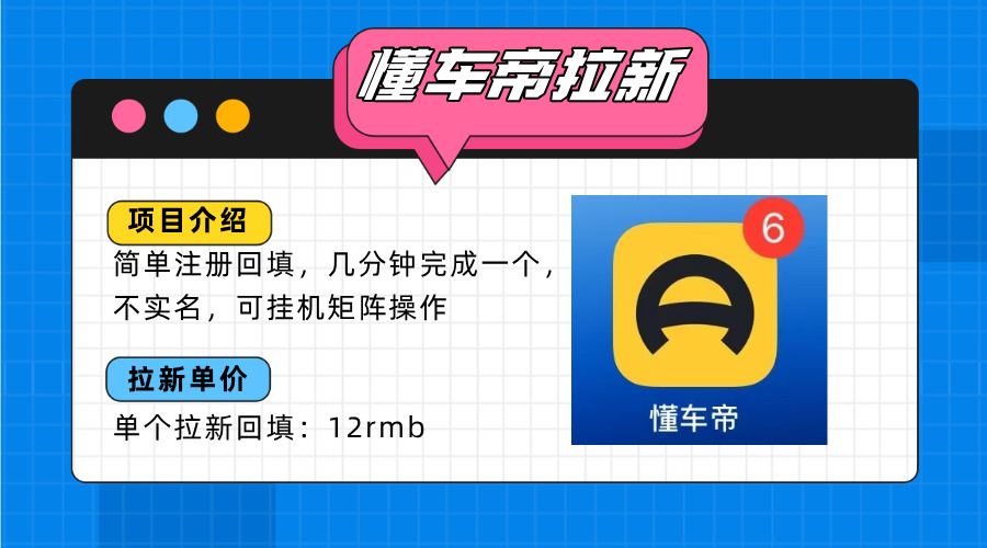 懂车帝邪修拉新玩法，简单注册回填，不sm，单个拉新12rmb，轻松日入200+ - 中创网