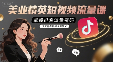美业精英短视频流量课，掌握抖音流量密码，天天有询单，条条有转化 - 冒泡网赚