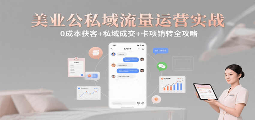 美业公私域流量运营实战：0成本获客+私域成交+卡项销转全攻略 - 福缘创业网
