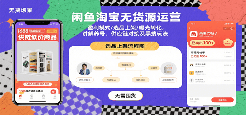 闲鱼淘宝无货源运营：盈利模式/选品上架/曝光转化，讲解养号、供应链对接及黑搜玩法 - 福缘创业网