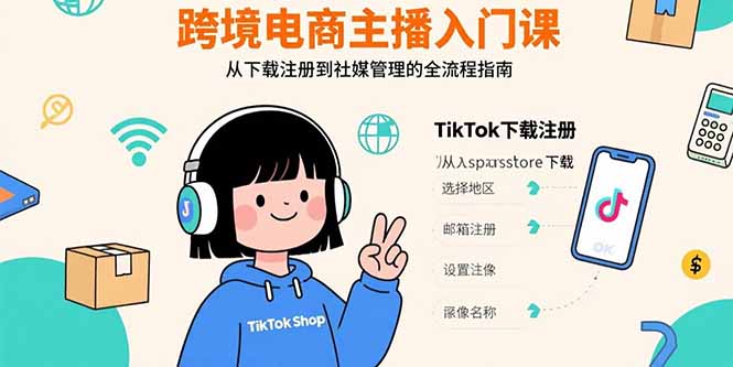 跨境电商主播入门课，TikTok下载注册，支付工具配置，社媒账号管理全流程 - 中创网