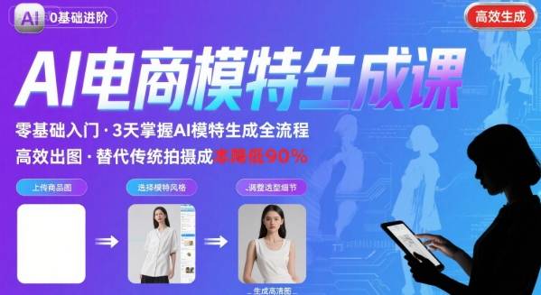 AI模特进阶课程，0基础高效生成逼真电商模特图 - 冒泡网赚