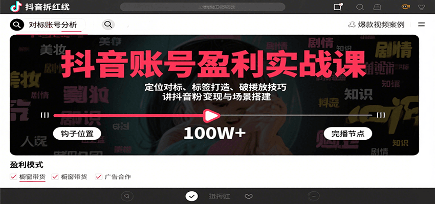 抖音账号盈利实战课，定位对标、标签打造、破播放技巧，讲涨粉变现与场景搭建 - 福缘创业网
