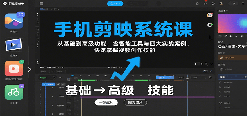 手机剪映系统课，从基础到高级功能，含智能工具与四大实战案例，快速掌握视频创作技能 - 福缘创业网
