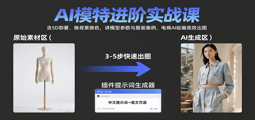 AI模特进阶实战课：含SD部署、换背景换色，讲模型参数与服装案例，电商AI绘画高效出图 - 福缘创业网