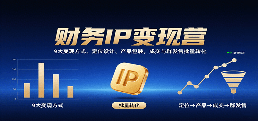 财务IP变现营：9大变现方式、定位设计、产品包装，成交与群发售批量转化 - 福缘创业网