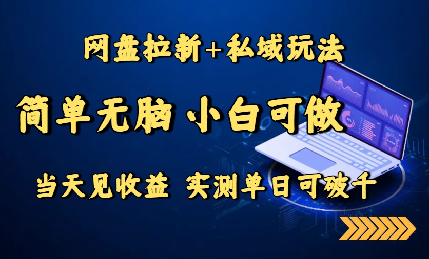 网盘拉新+私域玩法，简单无脑，小白可做，当天见收益，实测单日可破千 - 中创网