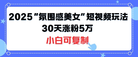 不露脸也能火！2025“氛围感美女”短视频玩法，30天涨粉5W小白可复制 - 冒泡网赚