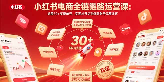 小红书电商全链路运营课：涵盖30+实操单元，实现从开店到爆款账号完整闭环 - 中创网