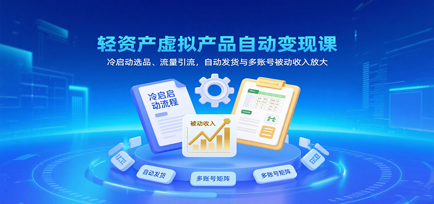 轻资产虚拟产品自动变现课，冷启动选品、流量引流，自动发货与多账号被动收入放大 - 福缘创业网