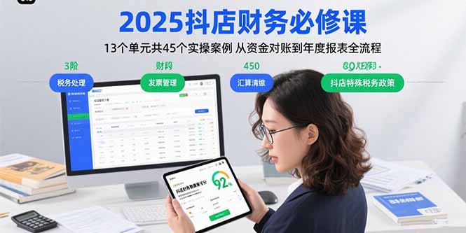 2025抖店财务必修课:13个单元共45个实操案例 从资金对账到年度报表全流程-紫橙网创项目网