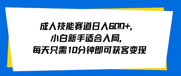 成人技能赛道日入多张，小白新手适合入局，每天只需10分钟即可获客变现 - 冒泡网赚