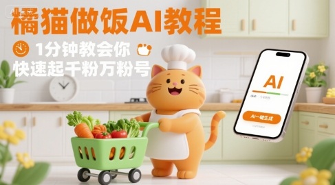 有趣的橘猫买菜做饭视频，用AI一键搞定，1分钟教会你，快速起千粉万粉号 - 冒泡网赚