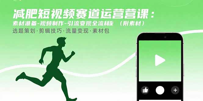 减肥短视频赛道运营课：素材准备-视频制作-引流变现全流程 (附素材) - 中创网