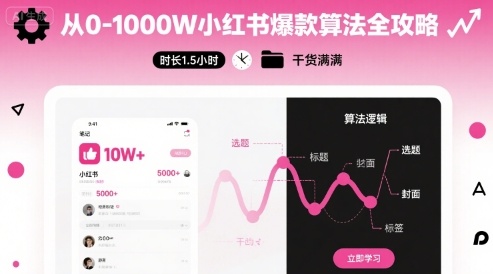 从0-1000W小红书爆款算法全攻略，时长1.5小时，干货满满 - 冒泡网赚