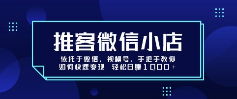 推客微信小店依托于微信、视频号，手把手教你如何快速变现 轻松日入1k+ - 冒泡网赚