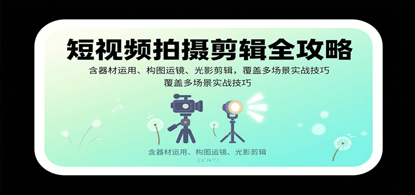 短视频拍摄剪辑全攻略：含器材运用、构图运镜、光影剪辑，覆盖多场景实战技巧 - 福缘创业网