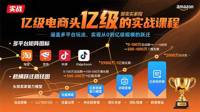 亿级电商头部卖家的实战课程：涵盖多平台玩法，实现从0到亿级规模的跃迁 - 中创网